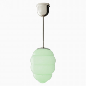 Loftslampe Bikube pastelgrøn - nikkelbelagt messing 640 mm med stor baldakin